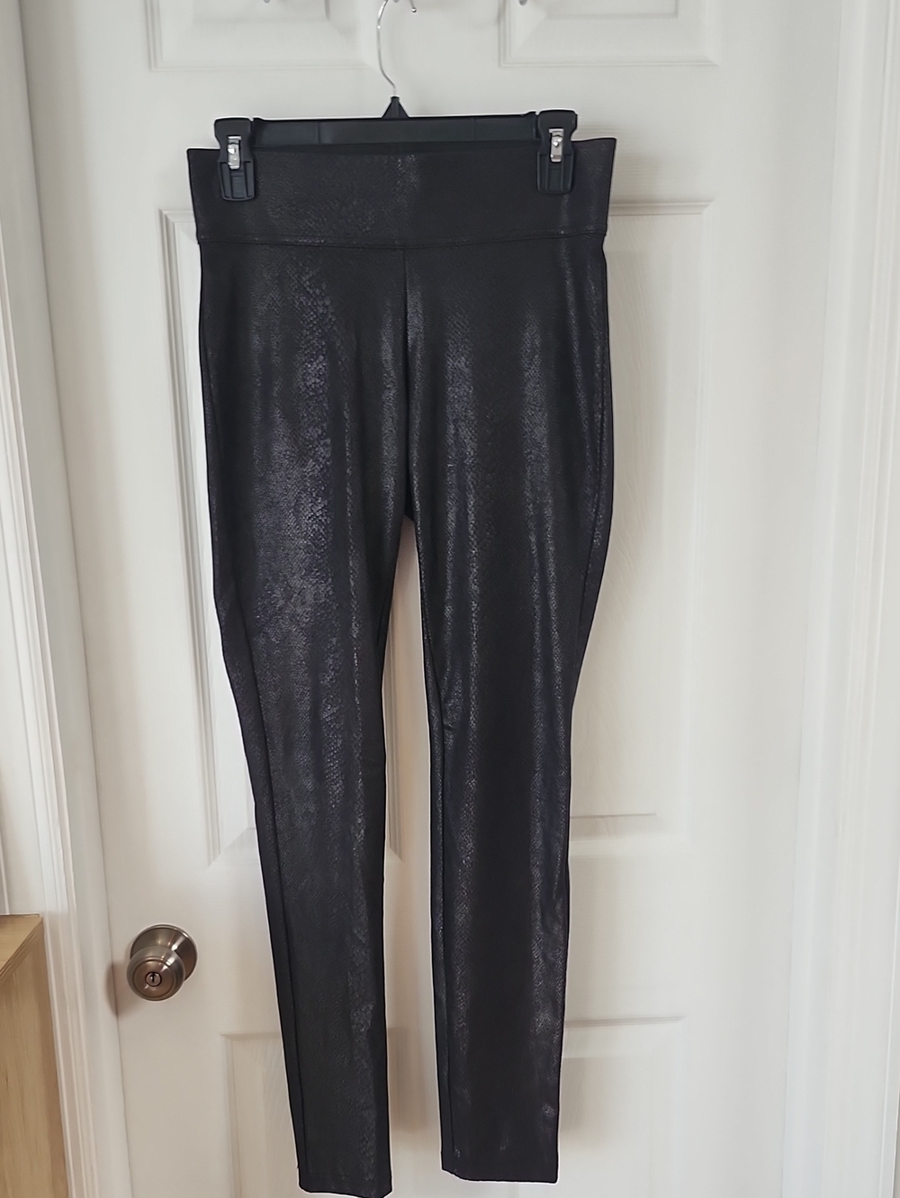 High-Waist Black Faux-Leather Leggings